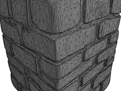 Aged Mossy Brick Cube Element Low-poly 3D model