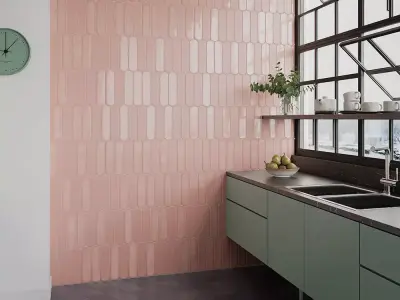 Pastel Pink Glossy Finger Tile 3D Model  Texture