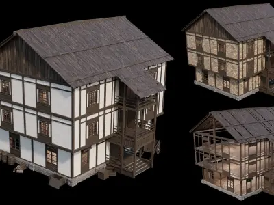 Medieval Village Collection 02 - 4K Textures Game Ready Low-poly 3D model