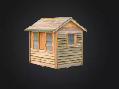 Wooden Cabin Shed Low-poly 3D model