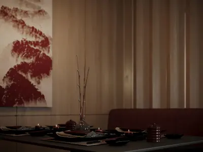 Dining set room in space 3D model