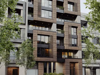 Modern Residential Building Full 3D Exterior Scene  3D model