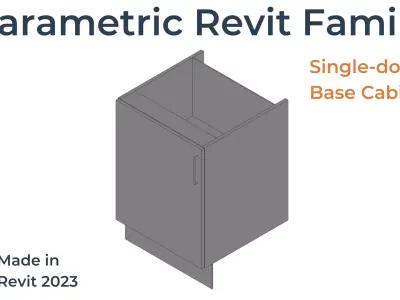 SINGLE DOOR BASE Cabinet Revit Family UK Parametric 3D model