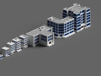 Cartoon buildings  low poly building  home  3D model