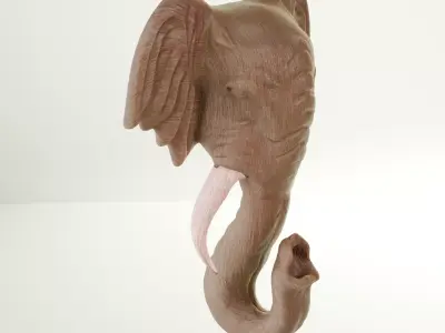 Elephant Wooden Sculpture 3D model