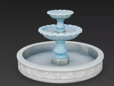 Classical Two-Tiered Garden Fountain 3D Model Low-poly 3D model