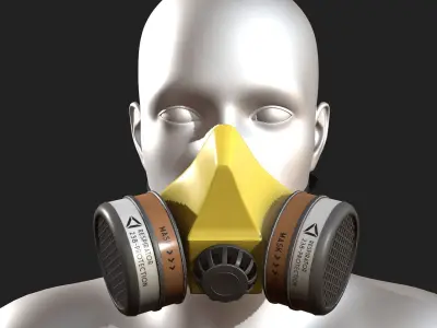 Gas mask respirator scifi military combat  Low-poly 3D model