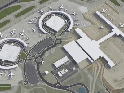 Kansas - City International Airport - MCI Low-poly 3D model