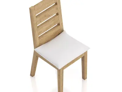 Wooden Chair with Pillow Seat 3D model