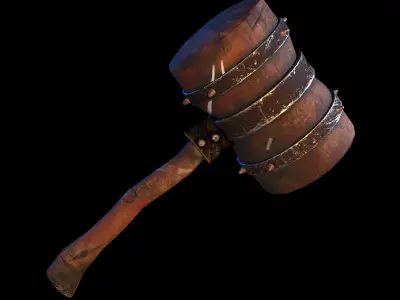 Medieval Hammer Stylize Weapon  Low-poly 3D model