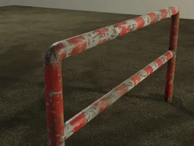 Road Barriers Set Low-poly 3D model