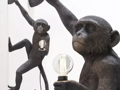 The Monkey Lamp Hanging Right Version Low and High poly  Low-poly 3D model