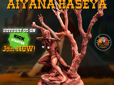 Aiyana Haseya STL Nude Hunting 32mm Tribal Heroine Mini 3D print model