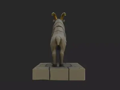 Stylized Goat Statue  Low-poly 3D model