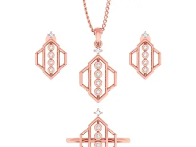 Ring Earrings Pendant Combo 3D print model