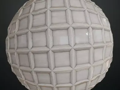 Classic White Waffle Ceiling Panel PBR Seamless Texture