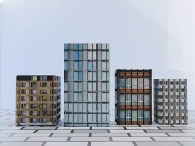 Modern City Buildings Pack Low-poly 3D model