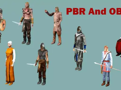 Medieval Exclusive Village People 3D Model Low-poly 3D model