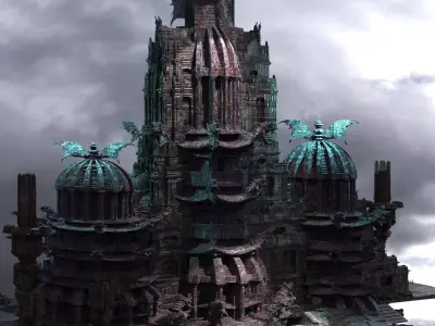 Steampunk Subnautical Realm city extended  3D model