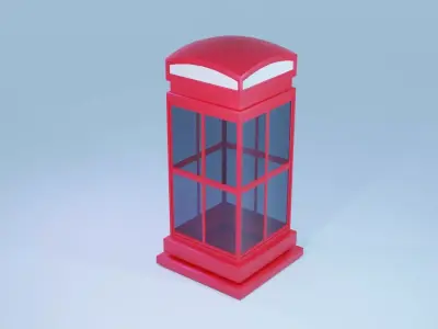 Phone Booth Low-poly 3D model 2