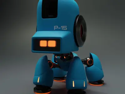 Cute Spider Robot Blue 3D model