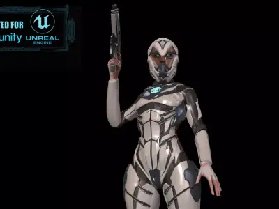 Cosmogirl2 female robot Low-poly 3D model