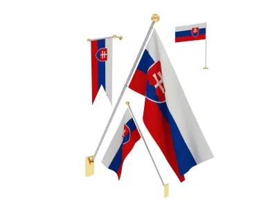 Flags of Slovakia  3D model