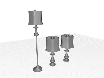 Cathleen Floor and Table Lamp Light  Set 3D model