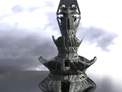 Ancient Alien Flower Temple Ruins Dome 2 3D model