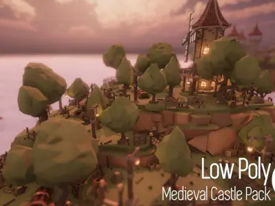Low Poly Medieval Castle Pack Low-poly 3D model