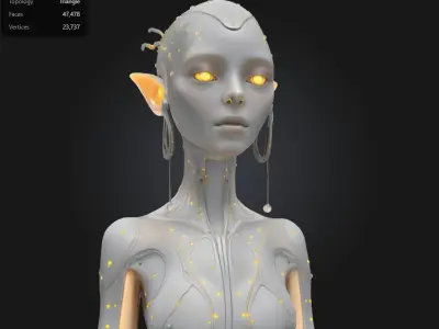 Cyber Elf Duo  2-in-1 Futuristic Female Android Characters 3D model