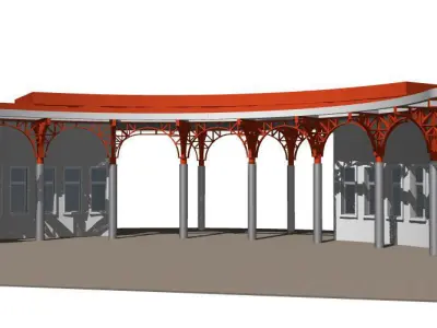 Semicircular building with colonnade 3D model