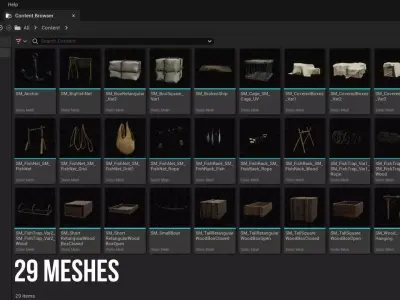 Medieval Harbor Kit Low-poly 3D model