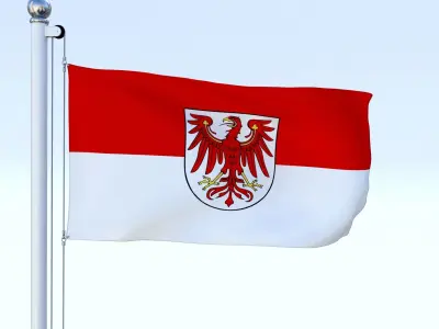 Animated Brandenburg German State Flag Low-poly 3D model