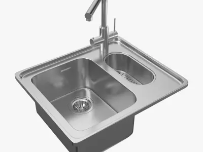 Collection of the Alpes-Inox Kitchen Sinks with Faucets  3D model