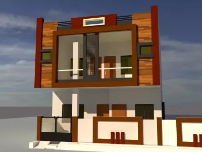 small house exterior design Free low-poly 3D model