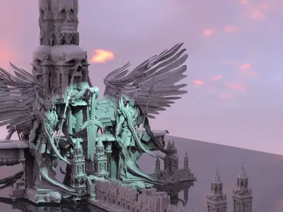 Angelic themed model with Hell themed models 3D model