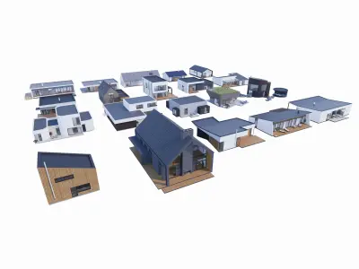 House Pack of 20 - created with Revit Family  Low-poly 3D model