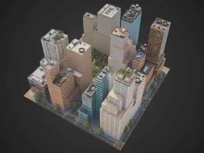 City District C6-C16 MAYA Low-poly 3D model