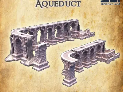 Ruined Aqueduct Tabletop terrain 28 MM 3D print model