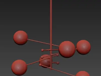 RH Glass Globe Mobile 6 ARM CHANDELIER 55 Brass 3D model