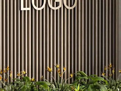 Wall with plant 06 3D model