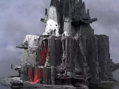 Sci-Fi dark Platforms Decepticon base 3 Kitbash 3D model