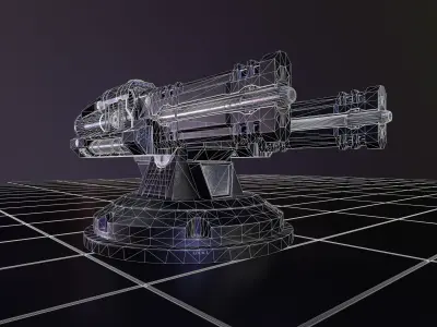 Sci-fi Turret for space ship or base Low-poly 3D model