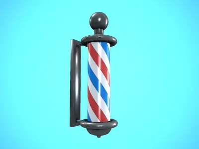 BARBER POLE CARTOON STYLIZED REALISTIC Low-poly 3D model