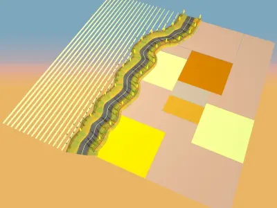 Cartoon Road Scene Low-poly 3D model