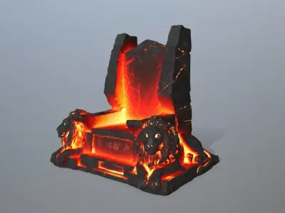 Volcanic Lion Throne Low-poly 3D model