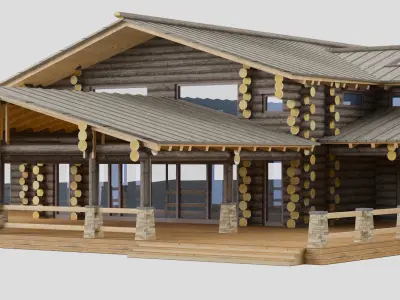 cottage Log house 3D model