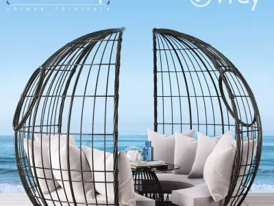 Bamboo Day Bed - Grassitup 3D model