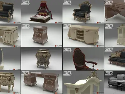 Baroque Rococo Style Mega Collection 3D Model Pack